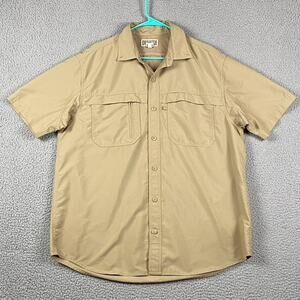 Duluth Trading Action Shirt Men's L Blue Short Sleeve CoolPlus Vented Back UPF